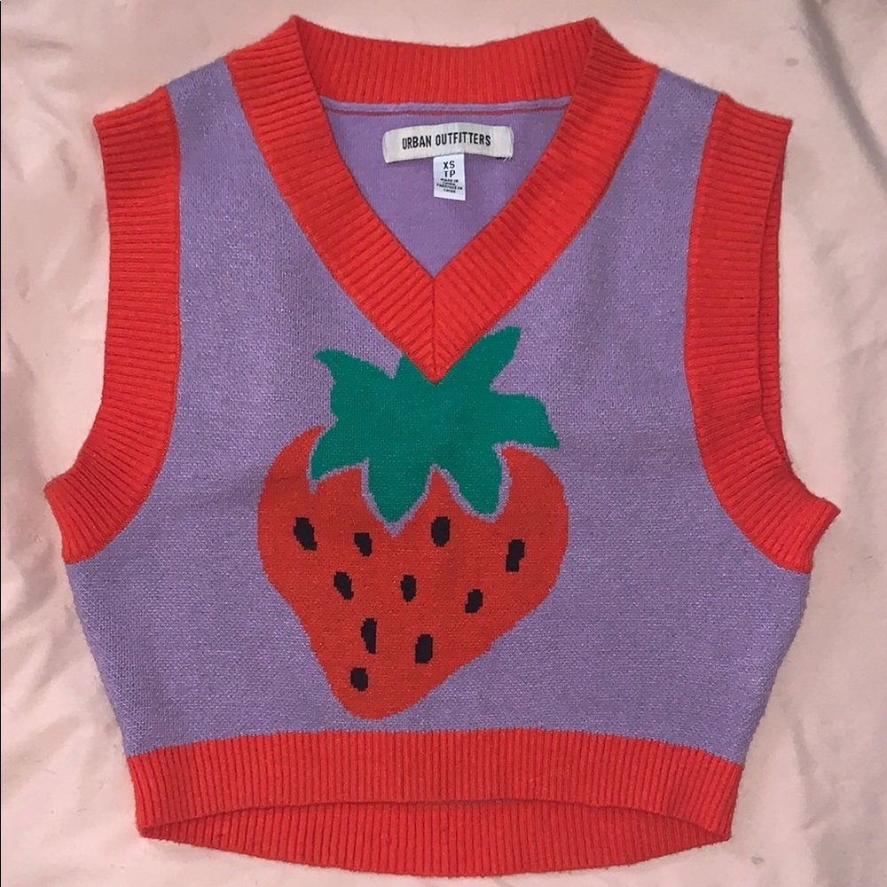 Urban Outfitters Strawberry Knit Vest